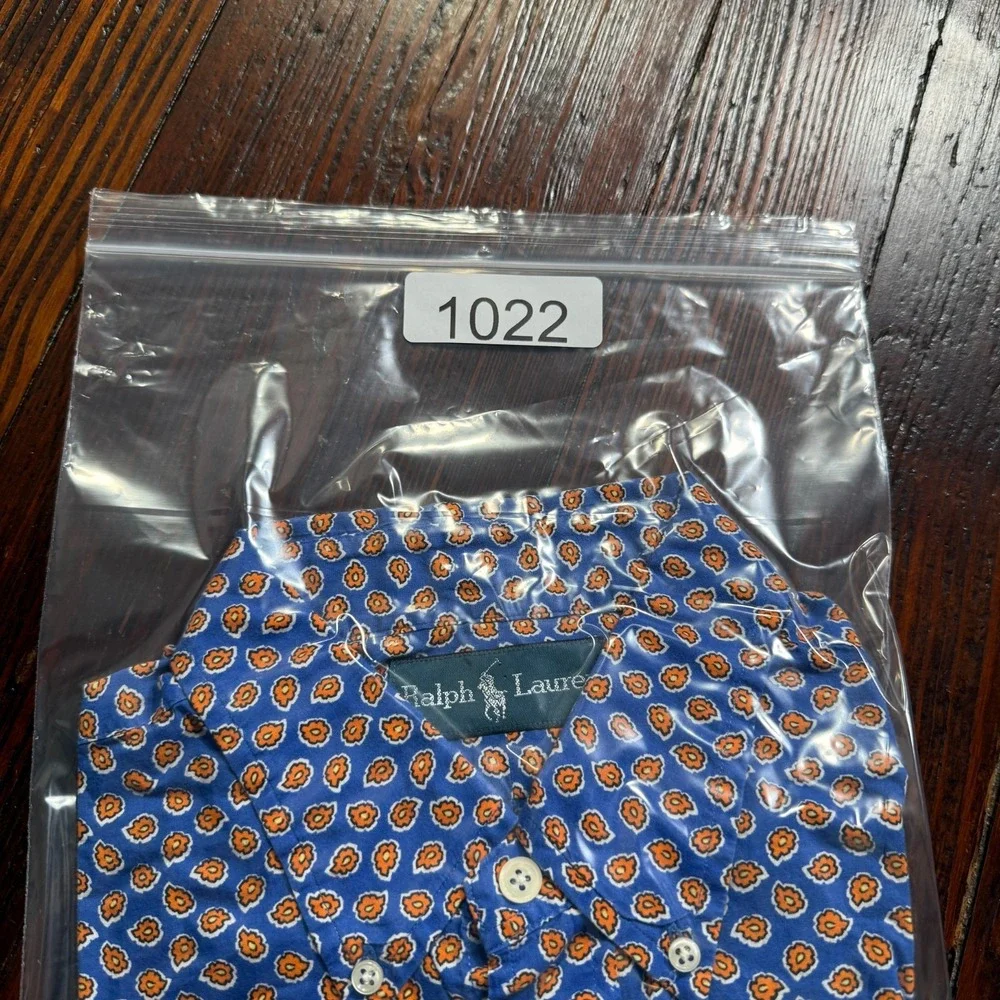 Ralph Lauren Shirt Mens Large‎ Blue Floral AOP Button Up Long Sleeve *READ*